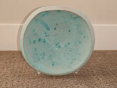 Handmade Decorative Art Blue Cloud Water Nature Bowl w/ Stand, View more