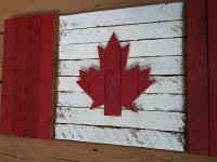 Rustic, Handmade, Wood Canada Flags