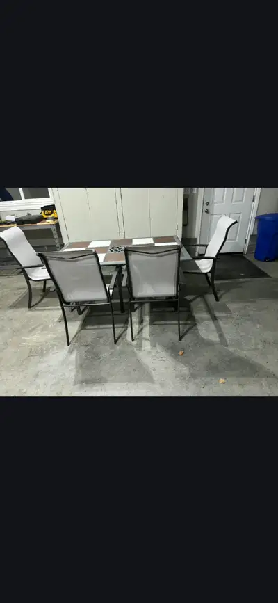 patio table and 4 chairs, View more