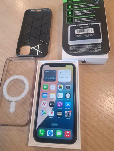 COMME NEUF IPHONE XR 64GB DÉBLOQUÉ ETAT BATTERIE 83 BOITE ORIGIN, View more
