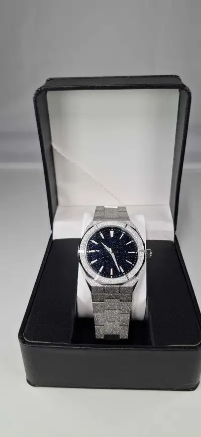 ​Brand New Silver Frosted "Star Dust" Luxury Watch – Iced Steel, View more