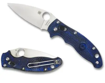 Spyderco Manix 2 Translucent Blue knife Spyderco C101PBL2 Manix 2 Lightweight - 3.37" Plain Edge CTS...