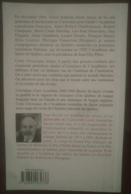Chronique d'une académie, 1944-1994. dans Essais et biographies  à Longueuil/Rive Sud - Image 2