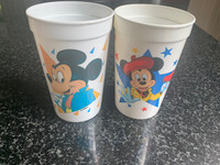 2 Walt Disney World Souvenir Plastic Cups MICKEY MOUSE