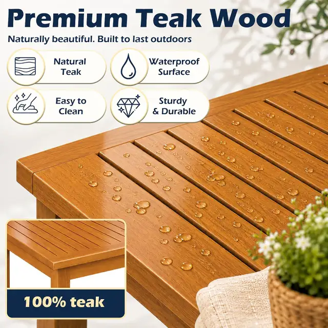 Outdoor Teak Coffee Table, Wooden Patio Coffee Table in Dining Tables & Sets in Oakville / Halton Region - Image 8