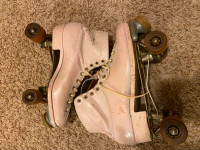 Roller Skates Pink Vintage wooden wheels