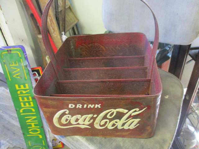 SHABBY CHIC COKE EMBOSSED METAL HANDLED CASE $60 GARDEN PLANTER in Home Décor & Accents in Winnipeg - Image 2