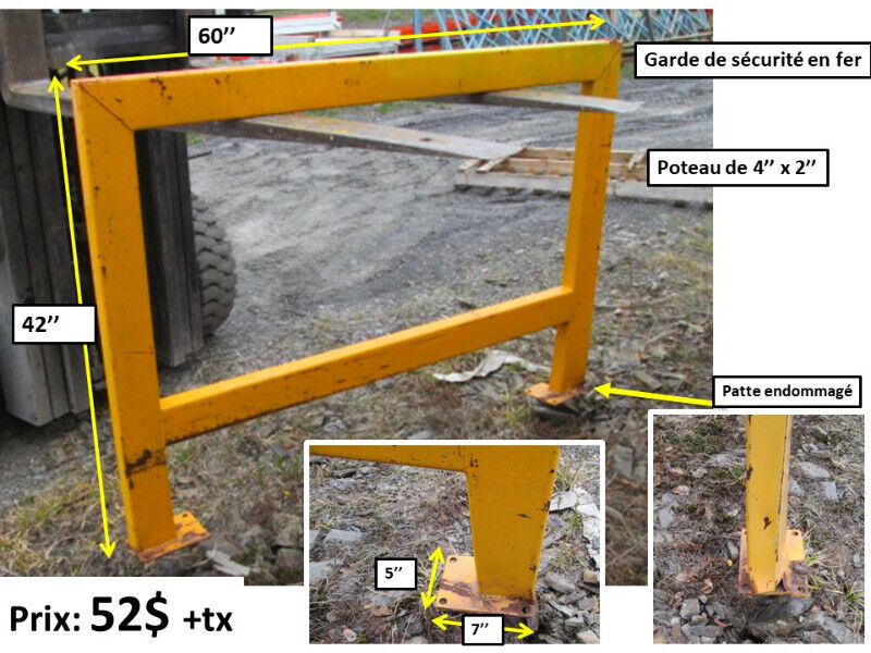 Garde de protection, barrière, clôture, séparation en métal, fer