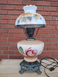Victorian Table lamp style brass base glass top
