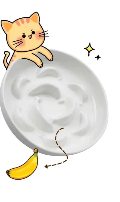 Pastel Series Ceramic Cat Slow Feeder Bowl, Ivory White, View more