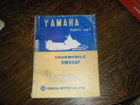 Yamaha SM292F Snowmobile Parts List Manual 1974
