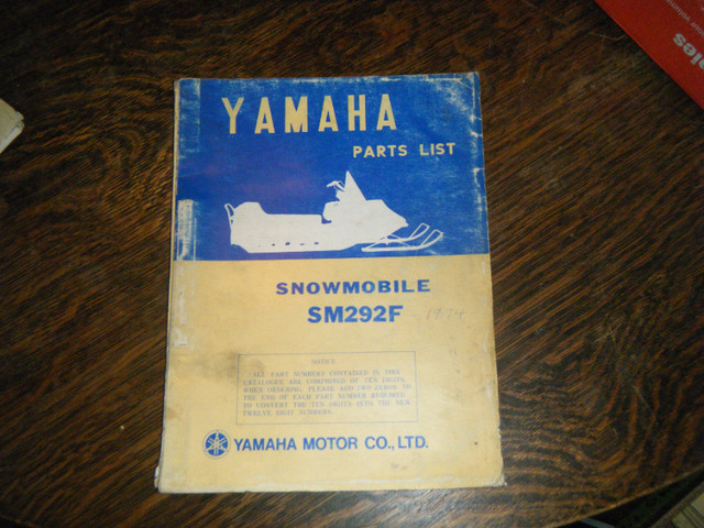 Yamaha SM292F Snowmobile Parts List Manual 1974 in Other in Oakville / Halton Region