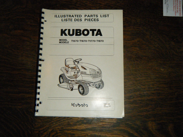 Kubota T1570, T1670, T1770, T1870 Lawn Tractor Parts List Manual in Other in Oakville / Halton Region
