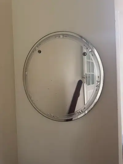Vintage Etched Circular Wall Mirror, View more
