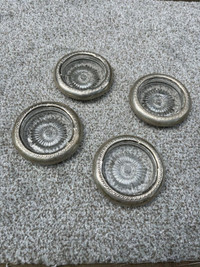 Set of 4 Sterling Silver-Clad Glass Coasters