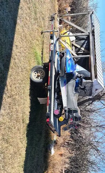 Package deal, ready for the snow. '03 SL Trailers 8'x12' sled/ utility trailer, ramp stows in the ba...