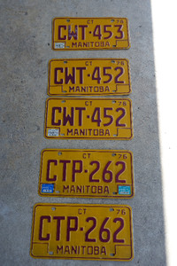 Vintage 1976 Manitoba Commercial Truck License Plates