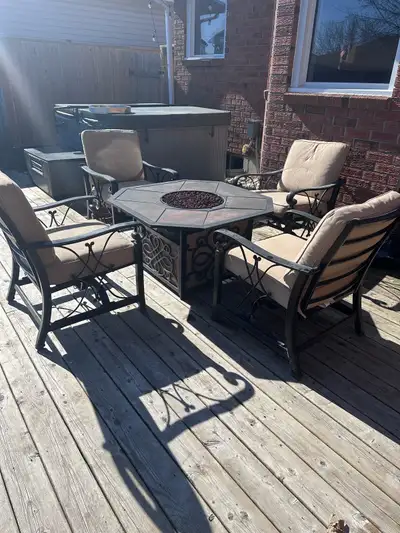 Fire table and Chairs, View more