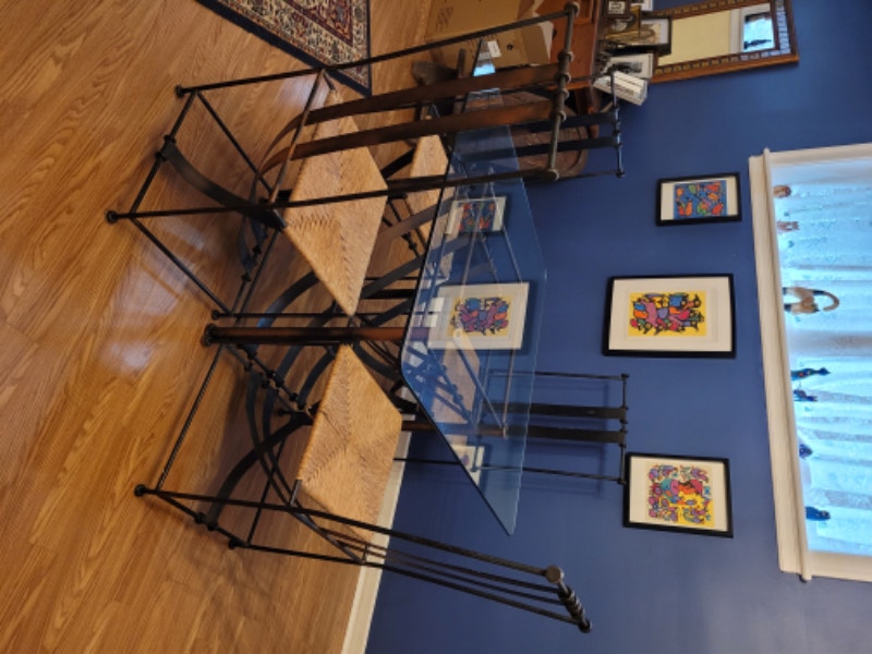 Ensemble table salle à manger en verre et 4 chaises Mobilier de salle