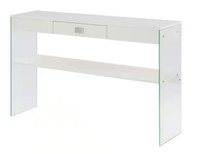 White Standard Height Rectangular Particle BoardTop Console Tabl