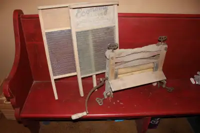 Handsome Turn-of-the-Century wringer washer, No. 11 model, logo still visible, crank works, great de...