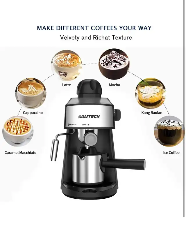 Steam Espresso Machine Espresso Maker Cappuccino Latte Machine w in Coffee Makers in Hamilton - Image 5