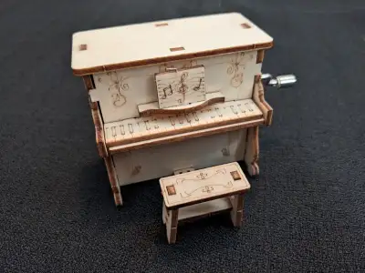 Set of 2 Wood Music boxes (grand & spinet pianos)