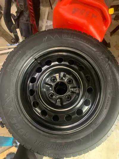 195 60 R15 winter tires on steel rims. Bolt pattern 4x4.5”(4x114.3) in great condition. Sold the car...