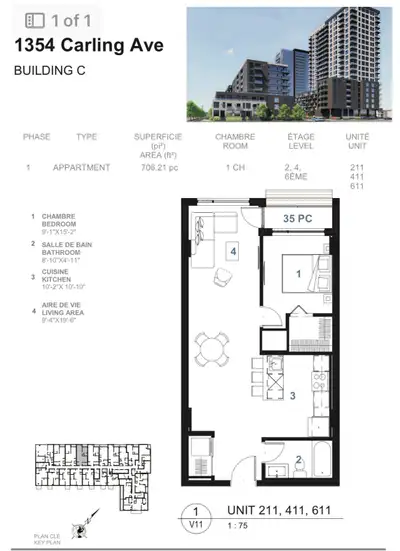 Sublet  1 Bedroom Apartment 706 SqFt