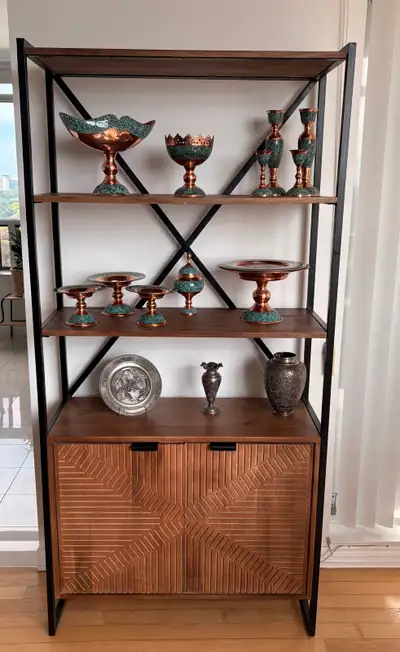 Modern Industrial Bookshelf with Cabinet / Display Shelf, View more