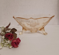 Vintage,Yellow, Depression Glass, 3-Footed Bowl