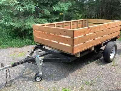 Heavy duty utility trailer, 5’ x 8’ box. Located in Lappe.