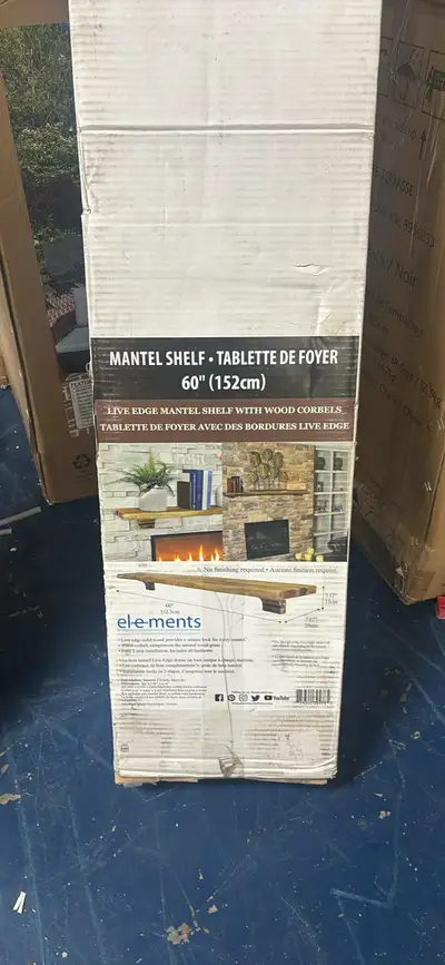 Elements “60” Live Edge Mantel Shelf with Wooden Corbels on Sale, View more