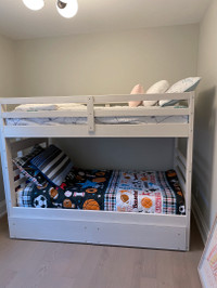 Twin-over-twin bunk bed with storage drawers for sale!