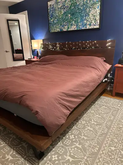 King size bed frame + mattress, View more