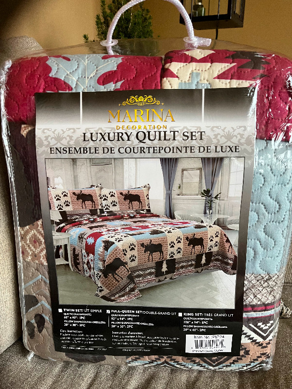 New deluxe country quilt set unique with moose! Never opened. in Fishing, Camping & Outdoors in Cape Breton - Image 2