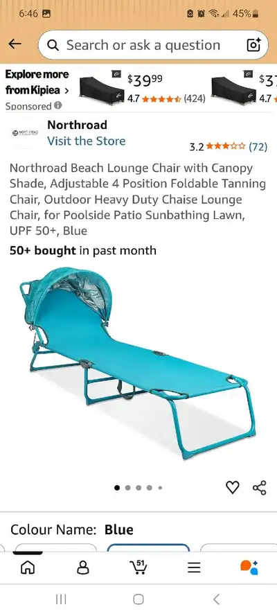 Northroad Beach Lounge Chair ( brand new in box , View more