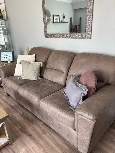 2 light BROWN/TAUPE COUCHES, View more