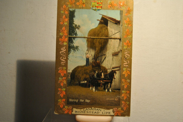 STORING THE HAY, POSTCARD, CANADA, CANADIAN HOMESTEAD LIFE, PATR in Arts & Collectibles in Vancouver