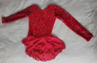 Red velvet dress dance skating 5 y o girl 