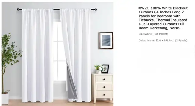 New White Blackout Curtains- keep warmth in and light out! in Window Treatments in Edmonton - Image 2