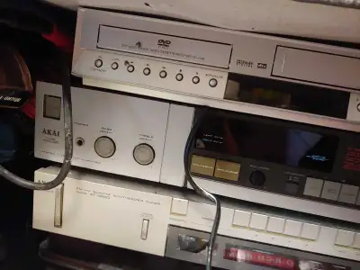 Akai Amplifier, Tuner and Toshiba DVD/VCR Combo, View more