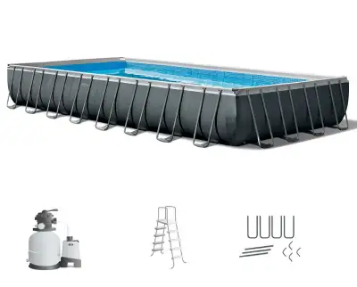 Intex Rectangular Ultra XTR® Frame Above Ground Pool w/ Sand Filter Pump - 32' x 16' x 52". Comes wi...