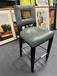 Green leather bar chairs- used- mnx 