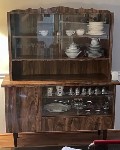 China cabinet. Two piece (top and bottom). Dimensions are 54 inch wide, 17 inch depth, and 65 inch h...