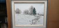 Artistes peinture huile acrylique Perrin neige paysage hiver