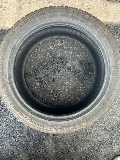 2 Continental Viking. Contact 7 winter tires. 245/45/R19. Lots of tread, only used 1 season