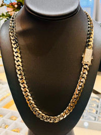 Solid Gold Miami Cuban Chain with Natural Diamond Box Lock City of Toronto Toronto (GTA) Preview