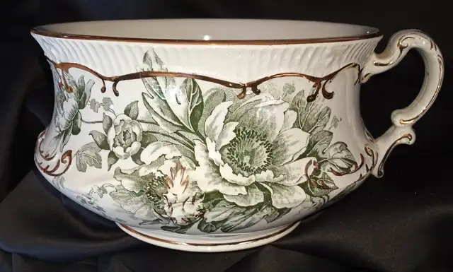 Fine Antique Semi-China Dunn Bennett Excelsior Peony Chamber Pot in Arts & Collectibles in London - Image 6