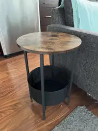 Round Side Table - Wooden and black - $35